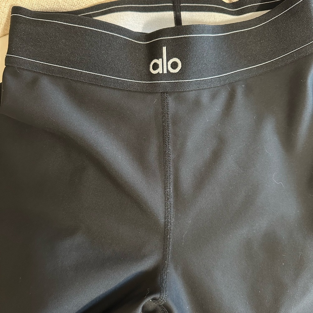 Alo Black Leggings with White Piping